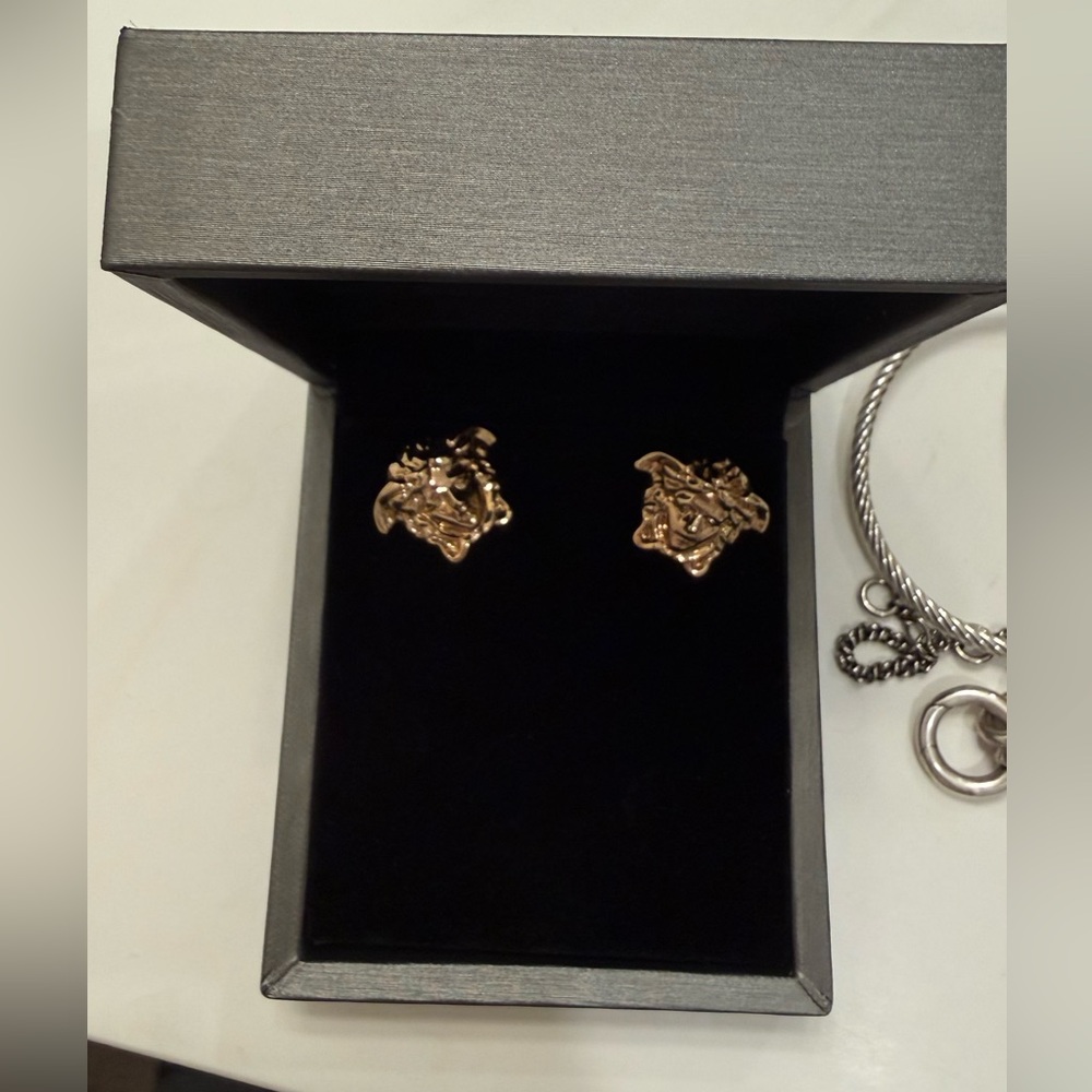 Gold Versace Medusa Stud Earrings